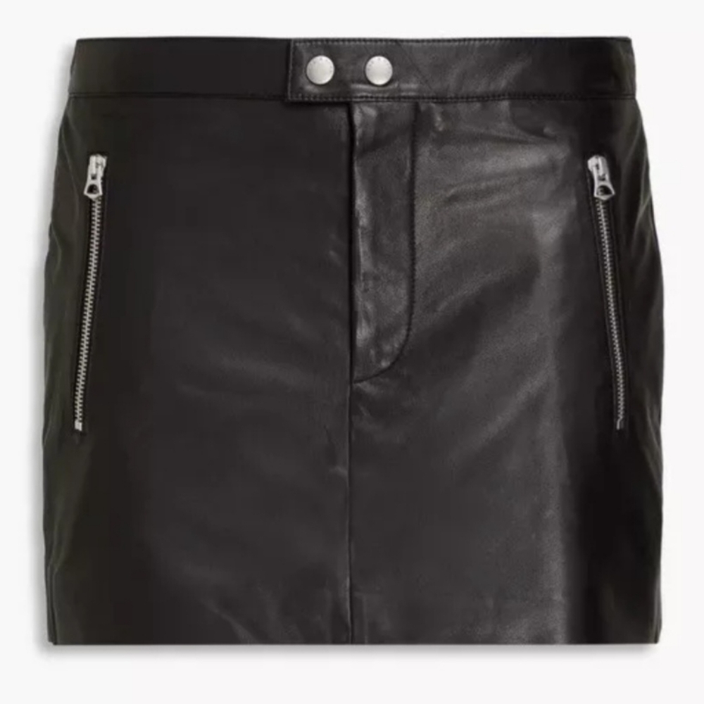Rag & Bone NWT Nora Leather High waisted Black Moto Mini Skirt 8 $595